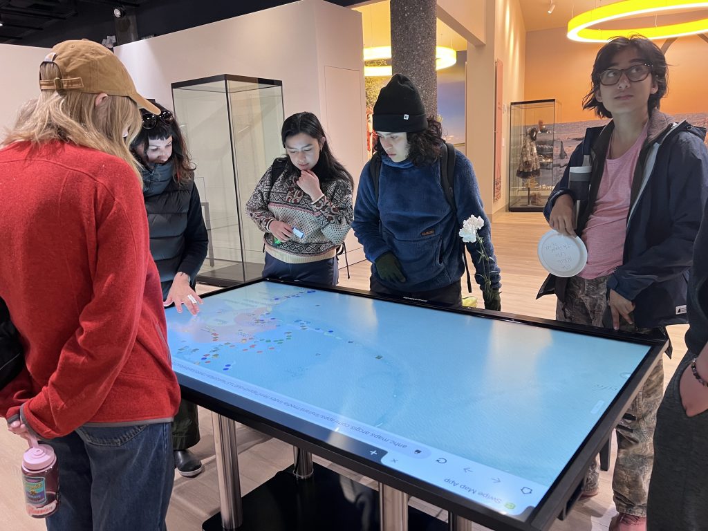 The Alaska Native Heritage Center’s new boarding school exhibit includes an interactive map. (Photo: Rhonda McBride)